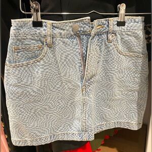 Fun 80’s Geometric Pattern Jean Mini Skirt
